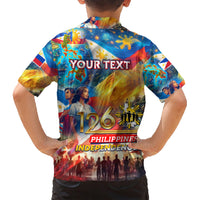 Custom The Philippines 126th Independence Anniversary Family Matching Short Sleeve Bodycon Dress and Hawaiian Shirt Art Style