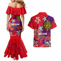 Personalized Philippines 12 June Independence Day Couples Matching Mermaid Dress and Hawaiian Shirt Polynesian Turtle Plumeria DT02 - Polynesian Pride