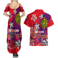 Personalized Philippines 12 June Independence Day Couples Matching Summer Maxi Dress and Hawaiian Shirt Polynesian Turtle Plumeria DT02 - Polynesian Pride