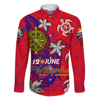 Personalized Philippines 12 June Independence Day Family Matching Off The Shoulder Long Sleeve Dress and Hawaiian Shirt Polynesian Turtle Plumeria