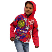 Personalized Philippines 12 June Independence Day Kid Hoodie Polynesian Turtle Plumeria