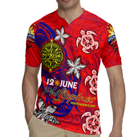 Personalized Philippines 12 June Independence Day Rugby Jersey Polynesian Turtle Plumeria DT02 - Polynesian Pride