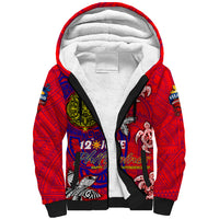 Personalized Philippines 12 June Independence Day Sherpa Hoodie Polynesian Turtle Plumeria DT02 Unisex Red - Polynesian Pride
