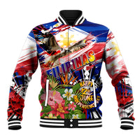 Personalized Philippines Independence Day Baseball Jacket Polynesia Filipinas Eagle Hibiscus