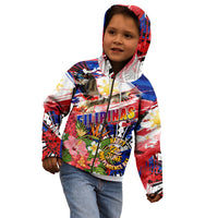 Personalized Philippines Independence Day Kid Hoodie Polynesia Filipinas Eagle Hibiscus