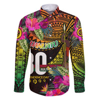 Personalised Vanuatu Independence Day 30 July Family Matching Short Sleeve Bodycon Dress and Hawaiian Shirt Hibiscus Polynesian Pattern DT02 Dad's Shirt - Long Sleeve Yellow - Polynesian Pride