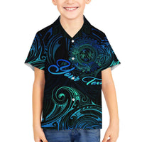 Sea Animal Polynesia Family Matching Puletasi and Hawaiian Shirt Polynesian Pattern DT02 Son's Shirt Black - Polynesian Pride