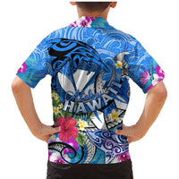 Aloha Hawaii Family Matching Mermaid Dress and Hawaiian Shirt Dolphins and Fish Hook Hibiscus DT02 - Polynesian Pride