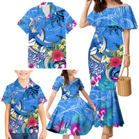 Aloha Hawaii Family Matching Mermaid Dress and Hawaiian Shirt Dolphins and Fish Hook Hibiscus DT02 - Polynesian Pride