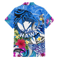 Aloha Hawaii Family Matching Short Sleeve Bodycon Dress and Hawaiian Shirt Dolphins and Fish Hook Hibiscus DT02 - Polynesian Pride