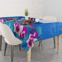 Aloha Hawaii Tablecloth Dolphins and Fish Hook Hibiscus