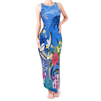Aloha Hawaii Tank Maxi Dress Dolphins and Fish Hook Hibiscus