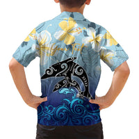 Mother And Baby Dolphins Family Matching Long Sleeve Bodycon Dress and Hawaiian Shirt Hawaii Hibiscus DT02 - Polynesian Pride