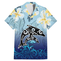 Mother And Baby Dolphins Family Matching Mermaid Dress and Hawaiian Shirt Hawaii Hibiscus DT02 Dad's Shirt - Short Sleeve Blue - Polynesian Pride