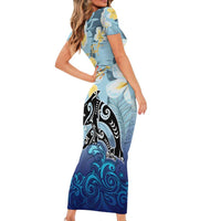 Mother And Baby Dolphins Family Matching Short Sleeve Bodycon Dress and Hawaiian Shirt Hawaii Hibiscus DT02 - Polynesian Pride
