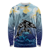 Mother And Baby Dolphins Long Sleeve Shirt Hawaii Hibiscus