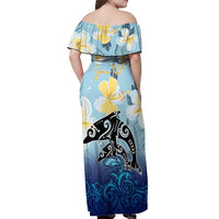 Mother And Baby Dolphins Off Shoulder Maxi Dress Hawaii Hibiscus DT02 - Polynesian Pride