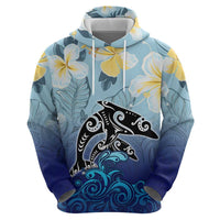 Mother And Baby Dolphins Zip Hoodie Hawaii Hibiscus