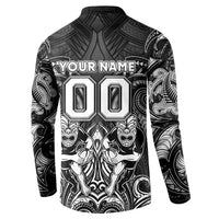 Personalized All Black Button Sweatshirt New Zealand Rugby Mascot Maori