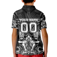 Personalized All Black Kid Polo Shirt New Zealand Rugby Mascot Maori