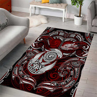 New Zealand Aotearoa Rugby Area Rug Maori Fern Tattoo Art