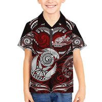 Personalized New Zealand Aotearoa Rugby Kid Hawaiian Shirt Maori Fern Tattoo Art