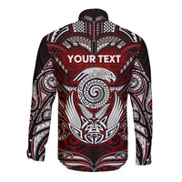 Personalized New Zealand Aotearoa Rugby Long Sleeve Button Shirt Maori Fern Tattoo Art