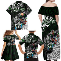 Personalized NZ Aotearoa Rugby Family Matching Off Shoulder Maxi Dress and Hawaiian Shirt New Zealand Silver Fern