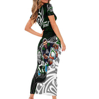 Personalized NZ Aotearoa Rugby Family Matching Short Sleeve Bodycon Dress and Hawaiian Shirt New Zealand Silver Fern