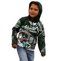 Personalized NZ Aotearoa Rugby Kid Hoodie New Zealand Silver Fern