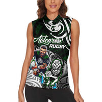 Personalized NZ Aotearoa Rugby Women Sleeveless Polo Shirt New Zealand Silver Fern