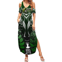 Personalised Warriors Maori Darts Summer Maxi Dress New Zealand Darts Silver Fern
