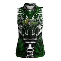 Personalised Warriors Maori Darts Women Sleeveless Polo Shirt New Zealand Darts Silver Fern DT02 Female Green - Polynesian Pride