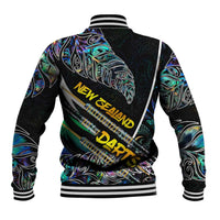 Personalised New Zealand Darts Baseball Jacket NZ Paua Shell Maori Fern DT02 - Polynesian Pride
