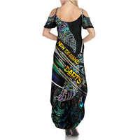 Personalised New Zealand Darts Family Matching Summer Maxi Dress and Hawaiian Shirt NZ Paua Shell Maori Fern DT02 - Polynesian Pride