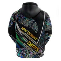 Personalised New Zealand Darts Hoodie NZ Paua Shell Maori Fern