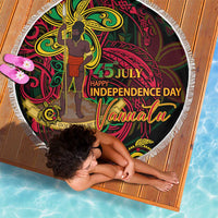 Vanuatu 45th Independence Anniversary Beach Blanket Flower Melanesian Namele Turtle - Polynesian Pride