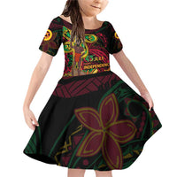 Custom Vanuatu 45th Independence Anniversary Family Matching Off Shoulder Short Dress and Hawaiian Shirt Flower Melanesian Namele Turtle - Polynesian Pride
