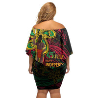 Custom Vanuatu 45th Independence Anniversary Family Matching Off Shoulder Short Dress and Hawaiian Shirt Flower Melanesian Namele Turtle - Polynesian Pride