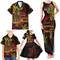 Custom Vanuatu 45th Independence Anniversary Family Matching Tank Maxi Dress and Hawaiian Shirt Flower Melanesian Namele Turtle - Polynesian Pride