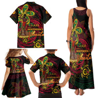 Custom Vanuatu 45th Independence Anniversary Family Matching Tank Maxi Dress and Hawaiian Shirt Flower Melanesian Namele Turtle - Polynesian Pride
