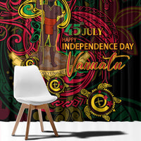 Vanuatu 45th Independence Anniversary Window Curtain Flower Melanesian Namele Turtle - Polynesian Pride