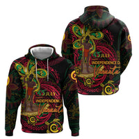 Custom Vanuatu 45th Independence Anniversary Zip Hoodie Flower Melanesian Namele Turtle - Polynesian Pride