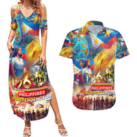 Custom The Philippines 126th Independence Anniversary Couples Matching Summer Maxi Dress and Hawaiian Shirt Art Style - Polynesian Pride