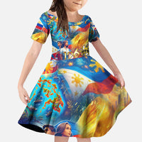 Custom The Philippines 126th Independence Anniversary Family Matching Mermaid Dress and Hawaiian Shirt Art Style - Polynesian Pride