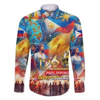 Custom The Philippines 126th Independence Anniversary Family Matching Off The Shoulder Long Sleeve Dress and Hawaiian Shirt Art Style - Polynesian Pride