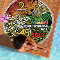 Personalized Vanuatu 45th Independence Anniversary Beach Blanket Melanesian Pattern Reggae - Polynesian Pride