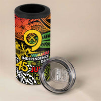 Vanuatu 45th Independence Anniversary 4 in 1 Can Cooler Tumbler Melanesian Pattern Reggae - Polynesian Pride
