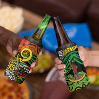 Vanuatu 45th Independence Anniversary 4 in 1 Can Cooler Tumbler Melanesian Pattern Reggae - Polynesian Pride