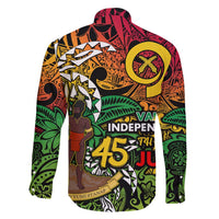 Personalized Vanuatu 45th Independence Anniversary Family Matching Long Sleeve Bodycon Dress and Hawaiian Shirt Melanesian Pattern Reggae - Polynesian Pride